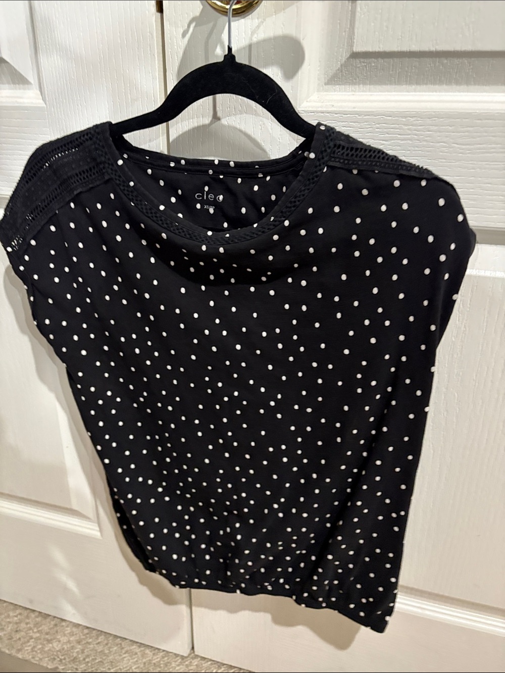 cleo Black Polka Dot Cap-Sleeve Blouse